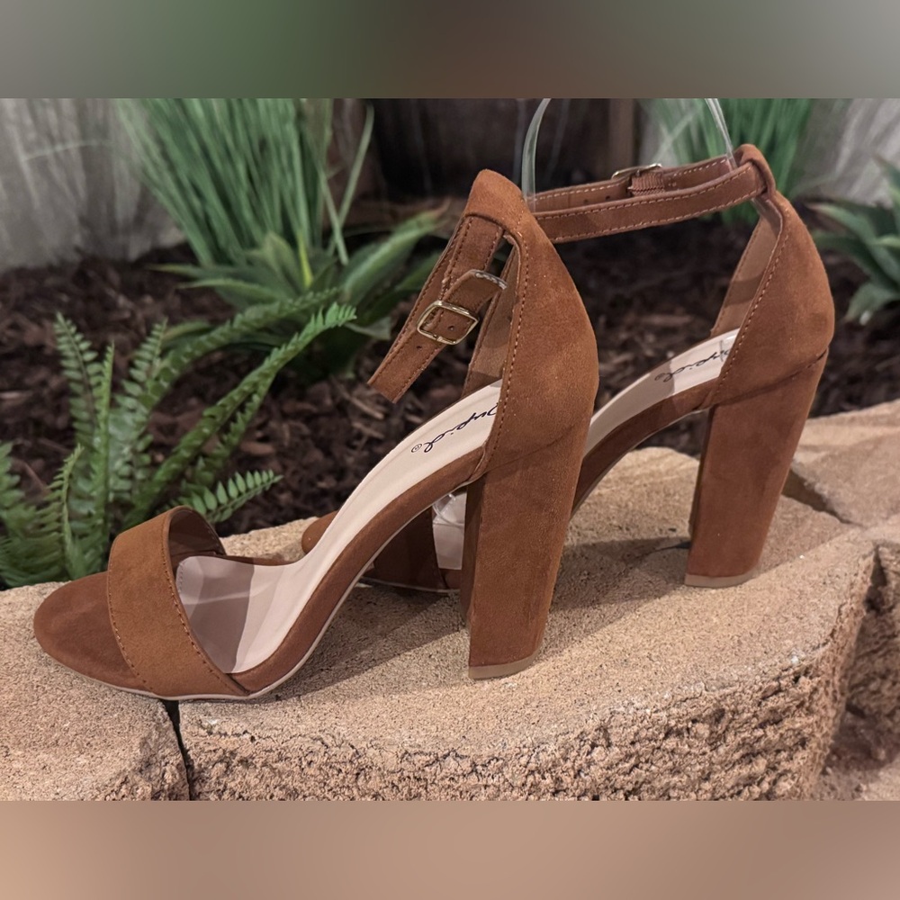 Qupid Cashmere Suede Block Heels